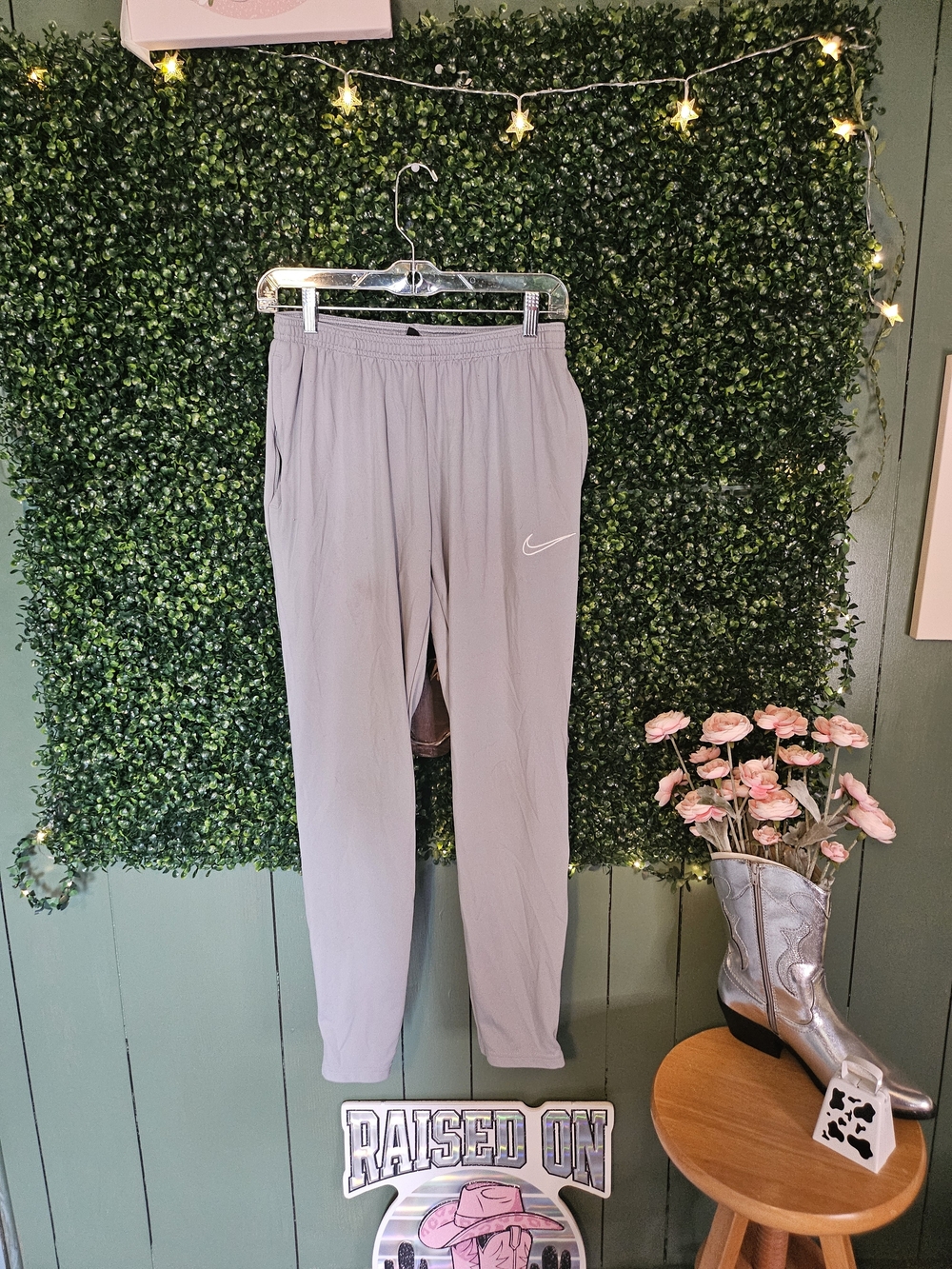 Nike Light Gray Women’s Athletic Joggers with Swoosh